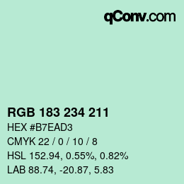 カラーコード: RGB 183 234 211 | qconv.com