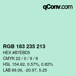 Color code: RGB 183 235 213 | qconv.com