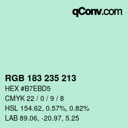 Código de color: RGB 183 235 213 | qconv.com