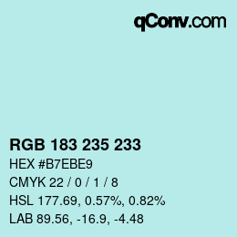 Color code: RGB 183 235 233 | qconv.com