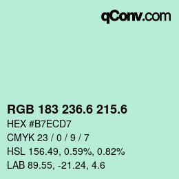 カラーコード: RGB 183 236.6 215.6 | qconv.com