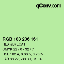 カラーコード: RGB 183 236 161 | qconv.com