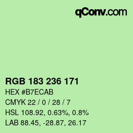 Código de color: RGB 183 236 171 | qconv.com