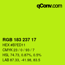 Color code: RGB 183 237 17 | qconv.com