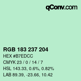 Color code: RGB 183 237 204 | qconv.com