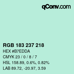 Color code: RGB 183 237 218 | qconv.com