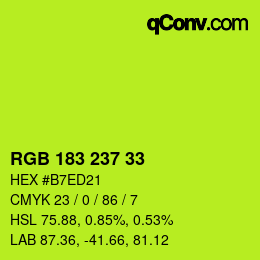 Color code: RGB 183 237 33 | qconv.com