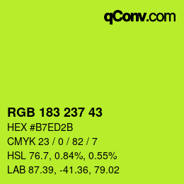 Color code: RGB 183 237 43 | qconv.com