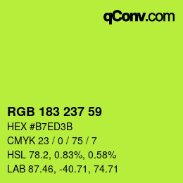 Color code: RGB 183 237 59 | qconv.com
