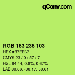 カラーコード: RGB 183 238 103 | qconv.com