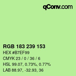 Color code: RGB 183 239 153 | qconv.com