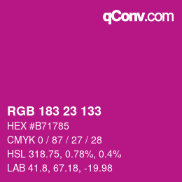 カラーコード: RGB 183 23 133 | qconv.com