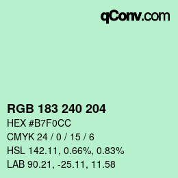 Color code: RGB 183 240 204 | qconv.com