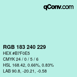 Farbcode: RGB 183 240 229 | qconv.com