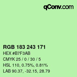 Color code: RGB 183 243 171 | qconv.com