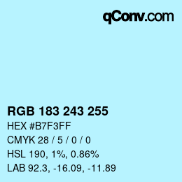 Color code: RGB 183 243 255 | qconv.com