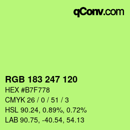 カラーコード: RGB 183 247 120 | qconv.com