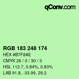 Color code: RGB 183 248 174 | qconv.com