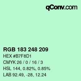 Color code: RGB 183 248 209 | qconv.com