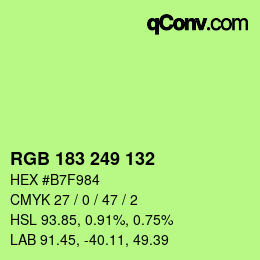 Color code: RGB 183 249 132 | qconv.com