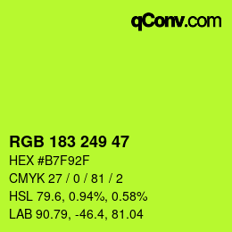 Color code: RGB 183 249 47 | qconv.com
