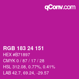 カラーコード: RGB 183 24 151 | qconv.com