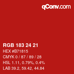 Color code: RGB 183 24 21 | qconv.com