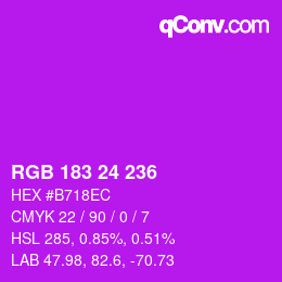 カラーコード: RGB 183 24 236 | qconv.com