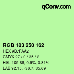 Color code: RGB 183 250 162 | qconv.com