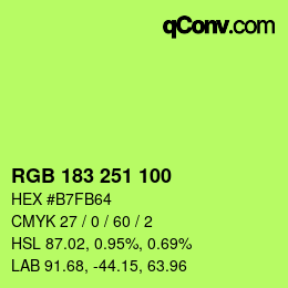 カラーコード: RGB 183 251 100 | qconv.com