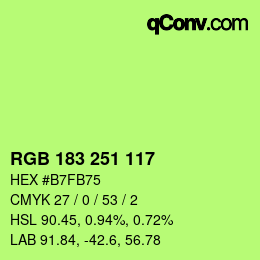 Color code: RGB 183 251 117 | qconv.com