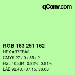 Color code: RGB 183 251 162 | qconv.com