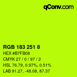 Color code: RGB 183 251 8 | qconv.com