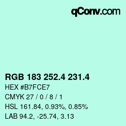カラーコード: RGB 183 252.4 231.4 | qconv.com