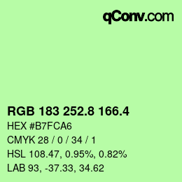カラーコード: RGB 183 252.8 166.4 | qconv.com