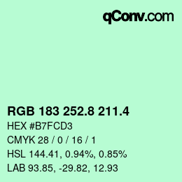 カラーコード: RGB 183 252.8 211.4 | qconv.com