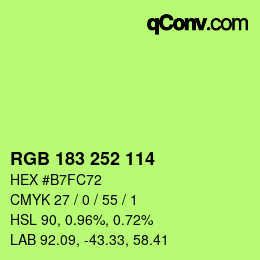 Color code: RGB 183 252 114 | qconv.com