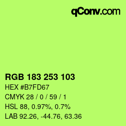 Color code: RGB 183 253 103 | qconv.com
