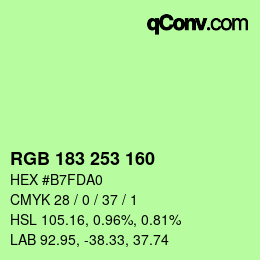 Color code: RGB 183 253 160 | qconv.com