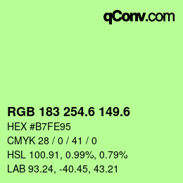 カラーコード: RGB 183 254.6 149.6 | qconv.com