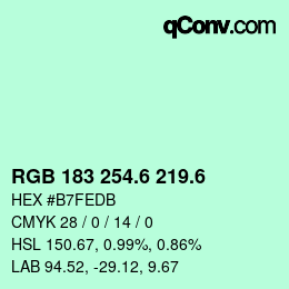 カラーコード: RGB 183 254.6 219.6 | qconv.com
