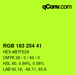 Color code: RGB 183 254 41 | qconv.com