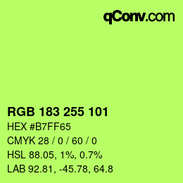 Color code: RGB 183 255 101 | qconv.com