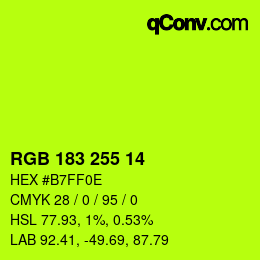 Color code: RGB 183 255 14 | qconv.com