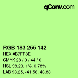 Color code: RGB 183 255 142 | qconv.com