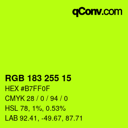 Color code: RGB 183 255 15 | qconv.com