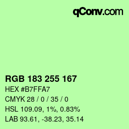 Color code: RGB 183 255 167 | qconv.com