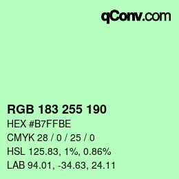 Color code: RGB 183 255 190 | qconv.com