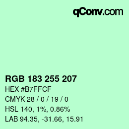 Color code: RGB 183 255 207 | qconv.com