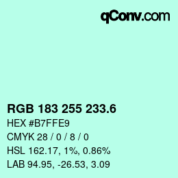 カラーコード: RGB 183 255 233.6 | qconv.com